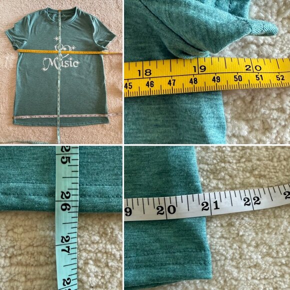 Treble Clef Heart Music Tee Size M Heathered Teal Graphic Shirt Singer Style - Picture 7 of 10